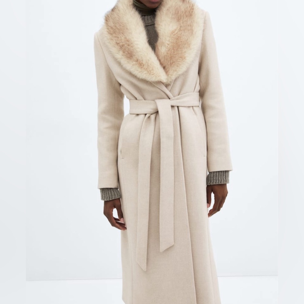 Mango winter wool coat with fur collar